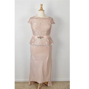 Ignite Evenings Cap Sleeve Sequin Lace Mock Two Piece Dress - 18